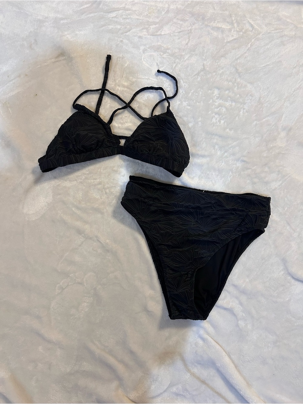Classic Black High-Waist Bikini Set - Women EUC